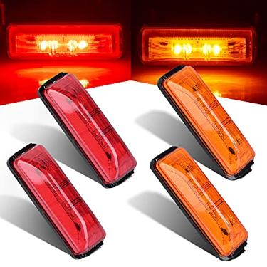 Imagem de Nifeida 4 peças de 4 polegadas à prova d 'água Trailer Side Marker Light 4 LED âmbar/vermelho Clearance Lights Front Rear Surface Mount for Trailer Truck Boat RV Camper DC12V [2 vermelhos e 2 âmbar]