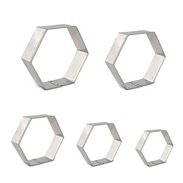 Imagem de 5 peças de tamanhos sortidos de biscoitos hexagonais em formas de biscoito para formas de bolo e sanduíches