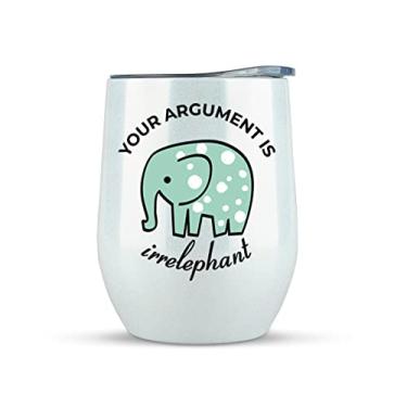Imagem de KLUBI Caneca de elefante - Presente engraçado "Your Argument Is Irrelephant" para mulheres advogadas, xícara de café de elefante branco de 340 g