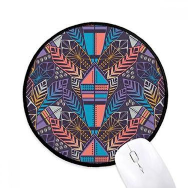 Imagem de DIYthinker Tapete de mouse colorido padrão simétrico de edifício desktop escritório tapete redondo para computador