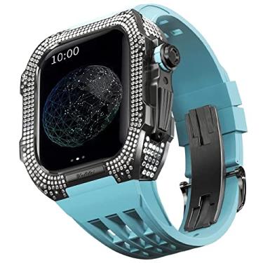 Imagem de TONECY Kit de modificação de relógio, kit de pulseira de relógio de luxo para Apple Watch 8 Ultra 45mm luxo viton pulseira estojo de titânio para Iwatch 7 8 45mm modificação de atualização