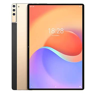 Imagem de 4K Tablet 10" Tela OLED 4GB+64GB, P50 4G Tablets com cartão sim duplo, Android 10.0 tablet 1280x800 HD tela cheia, MTK X30 10 núcleos tablet 5MP/8MP câmera, WiFi, Bluetooth, GPS, 5000 mAh bateria (Ouro)