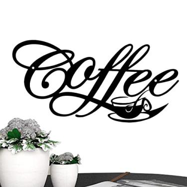 Imagem de Sinal de café de fio preto para parede - Café Bar Sinal Café Decoração,Placas de café penduradas em metal preto para decoração de parede para cozinha, estação de café, decoração de restaurante Aocate