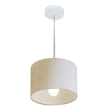 Imagem de Lustre Pendente Cilíndrico Cúpula Tecido 25x25 cm, Vivare Iluminação, Pendente4201 LLA-35, Linho Bege, Pequeno