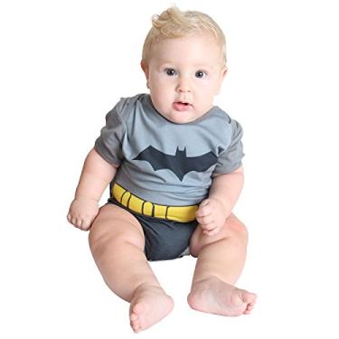 Imagem de Fantasia Body Verão Batman Bebê Infantil 11419-M Sulamericana Fantasias Cinza/Preto M-6 Meses