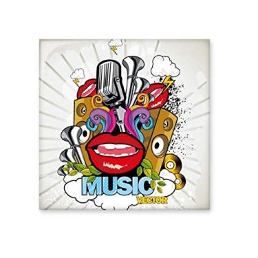 Imagem de Graffiti Street Adesivo de azulejo de cerâmica brilhante com boca colorida