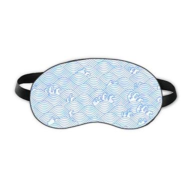 Imagem de Geometry Blue Waves Pattern Japan Sleep Eye Shield Soft Night Vlindfold Shade Cover