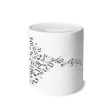 Imagem de DIYthinker Caixa de notas musicais preta torcida branca para dinheiro, porta-moedas de cerâmica, presente de cofrinho