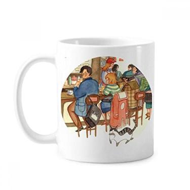 Imagem de Miaoji Caneca de cerâmica café porcelana café café restaurante gato pintura restaurante