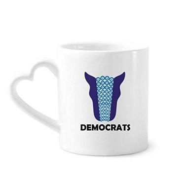 Imagem de Caneca do presidente da América Biden Blue Democracy Caneca de café cerâmica copo de coração de vidro