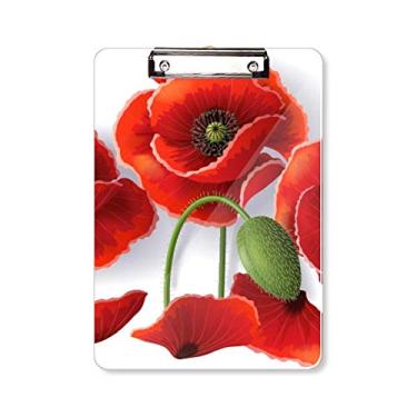 Imagem de Pintura de flores vermelhas pétalas de papoula de milho pasta de prancheta de frutas placa de apoio A4