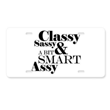 Imagem de DIYthinker Placa de licença elegante Sassy & A Bit Smart Assy para decoração de carro, acessório de aço inoxidável