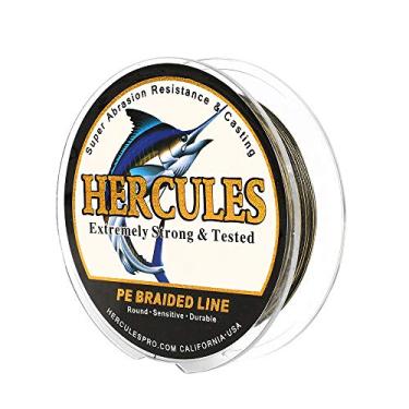 Imagem de Hercules linha de pesca trançada super fundida 8 fios de 10 lb a 300 lb teste para água salgada, 109/328/547/1094 jardas (100 m/300 m/500 m/1000 m), diamante.#0,12 mm-1,2 mm, desempenho de alto nível, cores variadas, Água salgada, Camouflage, 50LB-0.37MM-109YDS(100M)-8 STRANDS
