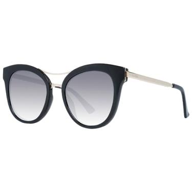 Imagem de GUESS Óculos de sol feminino Factory Smoke Mirror Cat Eye GF0304 01C 53, Lente espelhada preta/prata, One Size