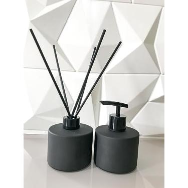 Imagem de Kit Lavabo Picolo Saboneteira Difusor De Varetas 240 ml - Preto Fosco