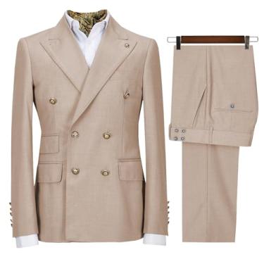 Imagem de Conjunto masculino de 2 peças de terno trespassado, slim fit, smoking, para casamento, negócios, blazer e calça, Begn, XX-Large