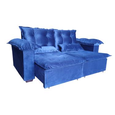 Imagem de Sofá Retrátil e Reclinável 3 Lugares - Espuma D33 Pillow top - 2,00m - Veludo Importado - Azul