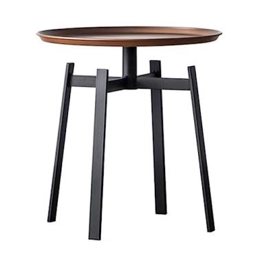 Imagem de Mesa de centro pequena mesa lateral redonda, mesa de centro mesa de cabeceira mesa de canto moderna para sala de estar quarto escritório pequenos espaços, 48 cm P x 40 cm (A) Mesas de canto (cor: marrom)