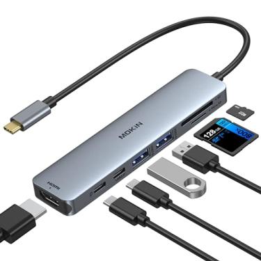 Imagem de MOKiN Adaptador HDMI USB C Hub para MacBook Pro/Air, dongle USB C 7 em 1 com HDMI, leitor de cartão SD/TF, porta de dados USB C, PD de 100 W e 2 USB 3.0 compatível com MacBook Pro/Air, Dell XPS,