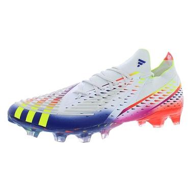 Imagem de adidas Chuteiras de chão firme Predator Edge.1, Branco/amarelo/azul multicolorido, 11 Women/10 Men