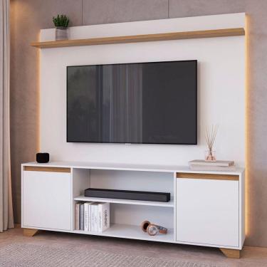 Imagem de Rack com Painel para TV Até 50 Polegadas Benevello 2 Portas Siena/Branco - Quiditá Móveis