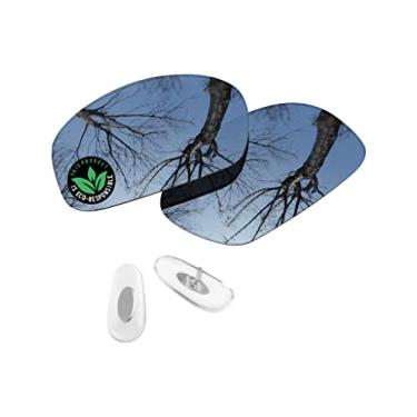 Imagem de Raydi Lentes de reposição de policarbonato e protetores de nariz para óculos de sol retangulares RayBan RB3445 61 mm - Espelho de titânio prateado - Polarizado