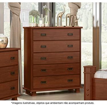 Imagem de Straub Web, Cômoda para Quarto 05 Gavetas em Madeira Maciça Itália Avelã - Straub Web