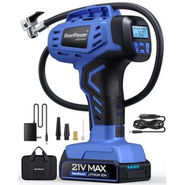 Imagem de KeenPower Inflador de pneu sem fio inteligente compressor de ar portátil recarregável 21 V alimentado por bateria 160PSI bomba de ar portátil com 4+N modos inteligentes e potência dupla e medidor de