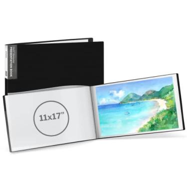 Imagem de Dunwell Fichário de apresentação 27 x 43 cm (Horizontal), livro de apresentação de arte de 28 x 43 cm, 24 capas transparentes, 48 páginas de arte, pôsteres, desenhos, aquarelas, projetos infantis, álbum de armazenamento de arte sem ácido