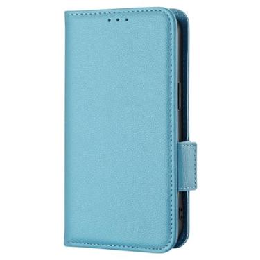 Imagem de Capa compatível com Cubot Note 50, capa de couro PU, design carteira com compartimento para cartão, capa flip estável azul claro