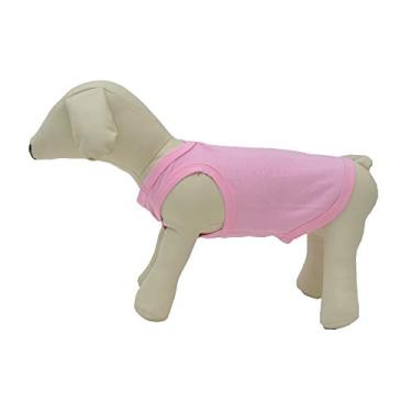 Imagem de Lovelonglong 2019 Trajes de roupa para animais de estimação, roupas para cães filhotes camisetas em branco para cães grandes médios pequenos, 100% algodão clássico roupas para animais de estimação filhotes colete para cães 18 coresLovelonglong XXXXL (-70lbs) rosa