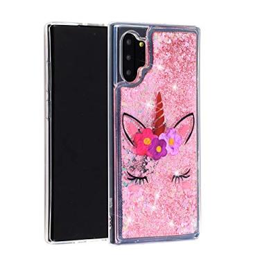 Imagem de GYHOYA Capa para Samsung Note 10 Plus, Galaxy Note 10 Plus, linda capa protetora de TPU macio com glitter rosa para meninas e mulheres, areia movediça, transparente, macia, TPU (poliuretano