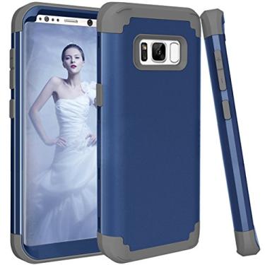 Imagem de Capa de telefone para Samsung Galaxy S8 capa dura à prova de choque silicone macio amortecedor híbrido três camadas Defender acessórios de proteção celular resistente Glaxay S 8 8S Edge SM-G950U capas mulheres homens azul