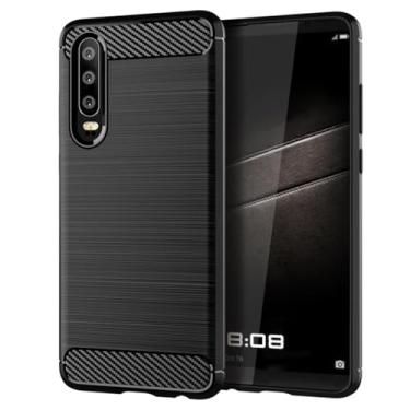 Imagem de Sidande Capa para Huawei P30, capa P 30 ELEL29 ELEL09, capa ultrafina para celular com absorção de choque, capa protetora de borracha TPU de fibra de carbono para Huawei P30 preta