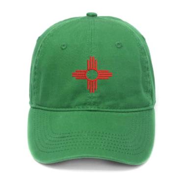 Imagem de Boné de beisebol masculino bordado New Mexico algodão lavado, Verde, 7 1/8