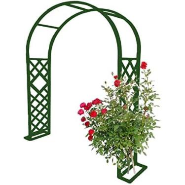 Imagem de Arco de metal para jardim, arco de treliça para plantas trepadeiras, rosas, videiras, 55 "71" 87 "102" 126 "de largura, arcos de decoração de casamento ao ar livre com base, preto/marrom \