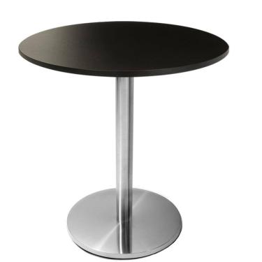 Imagem de Mesa Beta em Inox 75 cm (Altura) com Disco Redondo com Tampo em MDP Redondo 80 cm Cor Preto