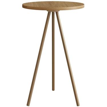 Imagem de Mesa Lateral Redonda Artesano 53,5 cm (altura) em MDP Hanover Estrutura Metálica em Aço Dourado