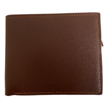 Imagem de Carteira de couro premium masculina, compacta, elegante e durável - perfeita para uso diário, carteira fina de couro minimalista para cartão, Marrom, Casual
