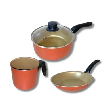 Imagem de Jogo De Panela 16 Frigideira 16 E Caneco 12 Marcolar Antiaderente (Cereja)