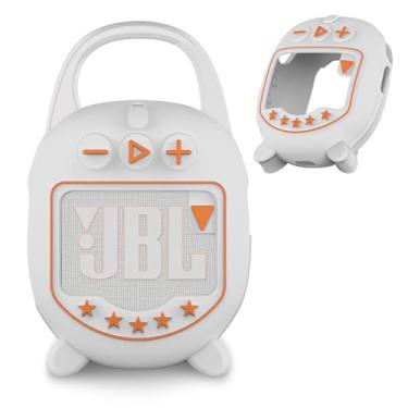 Imagem de JCHPINE Capa de silicone para alto-falante Bluetooth JBL Clip 5 ultra portátil, acessórios de proteção para alto-falante JBL Clip 5 Pro Sound Bluetooth Stand Up (apenas capa) (branco)