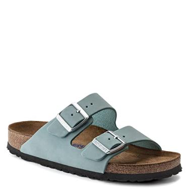 Imagem de Birkenstock Sand lia feminina Arizona macia palmeira - largura estreita, Azul (aqua) desbotado, 7