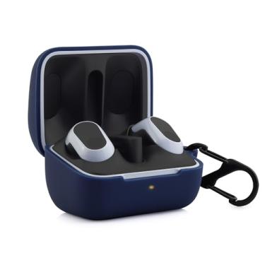 Imagem de JCMOYUTY Capa de silicone para Sony INZONE Buds WF-G700N capa protetora com mosquetão azul protetor