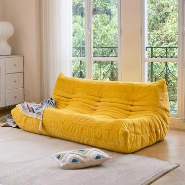 Imagem de N&V Sofá Fireside de três lugares, sofá solteiro sem braços de meados do século, poltrona de veludo cotelê premium macio, cadeira de destaque de sofá de espuma para sala de estar, quarto (Toscana)