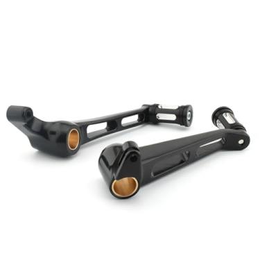 Imagem de FINMOKAL Alavanca de câmbio de marcha de calcanhar cromado + alavanca de braço de freio compatível com Harley V-Rod Muscle 2002-2017 Night Rod VRSC Special 2007-2017 (preto)