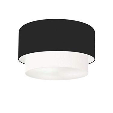 Imagem de Plafon Duplo Cilíndrico Cúpula Tecido 25/40x35 C, Vivare Iluminação, Plafon3045 PRBR, Preto/Branco, Médio