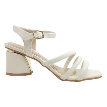 Imagem de Sandália Feminina Casual Dia a Dia Salto Grosso Médio Tiras Finas Ramarim 2428203