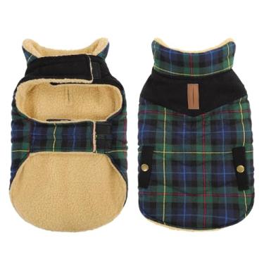 Imagem de Queenmore Casaco de inverno quente para cães para clima frio, casaco xadrez acolchoado acolchoado para cães pequenos/médios à prova d'água, casaco de Natal para meninas / meninos, roupa de neve para