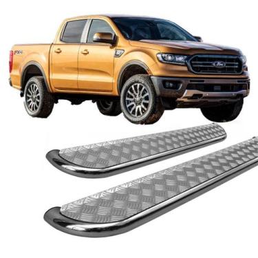 Imagem de Estribo Ranger 2013 a 2020 Chapa Aço Cromado C D - HOZZ