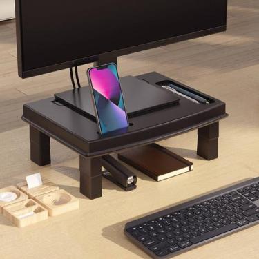 Imagem de Suporte para Monitor e Notebook Preto com 3 Regulagens de Altura e Sup
